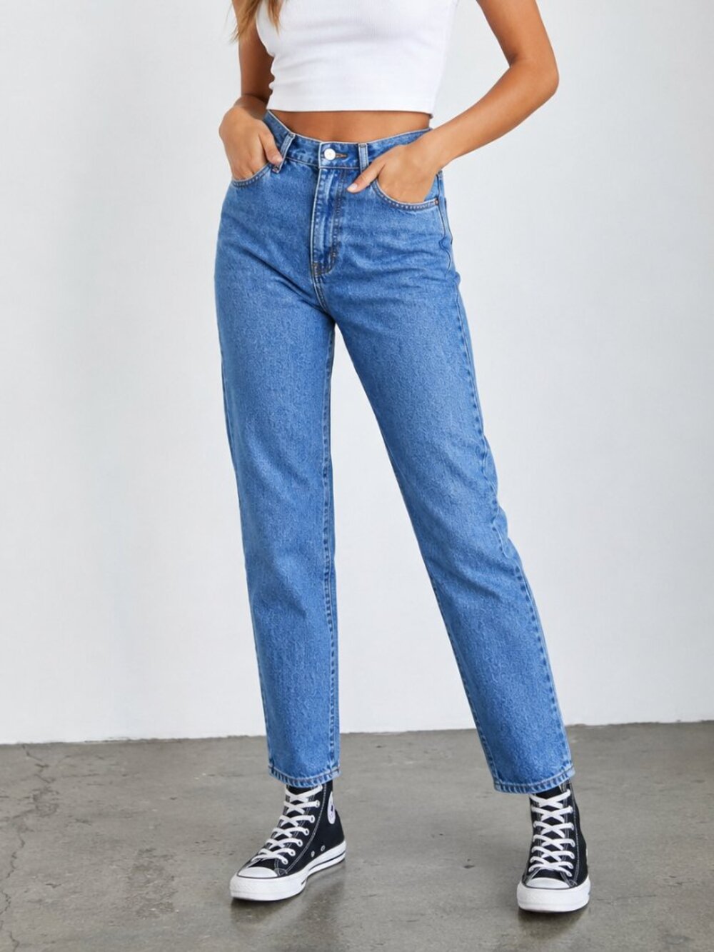 PacSun 100% Cotton High Rise Mom Jeans Medium Wash | 25